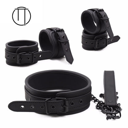 Faux leather Collar & Cuffs Set